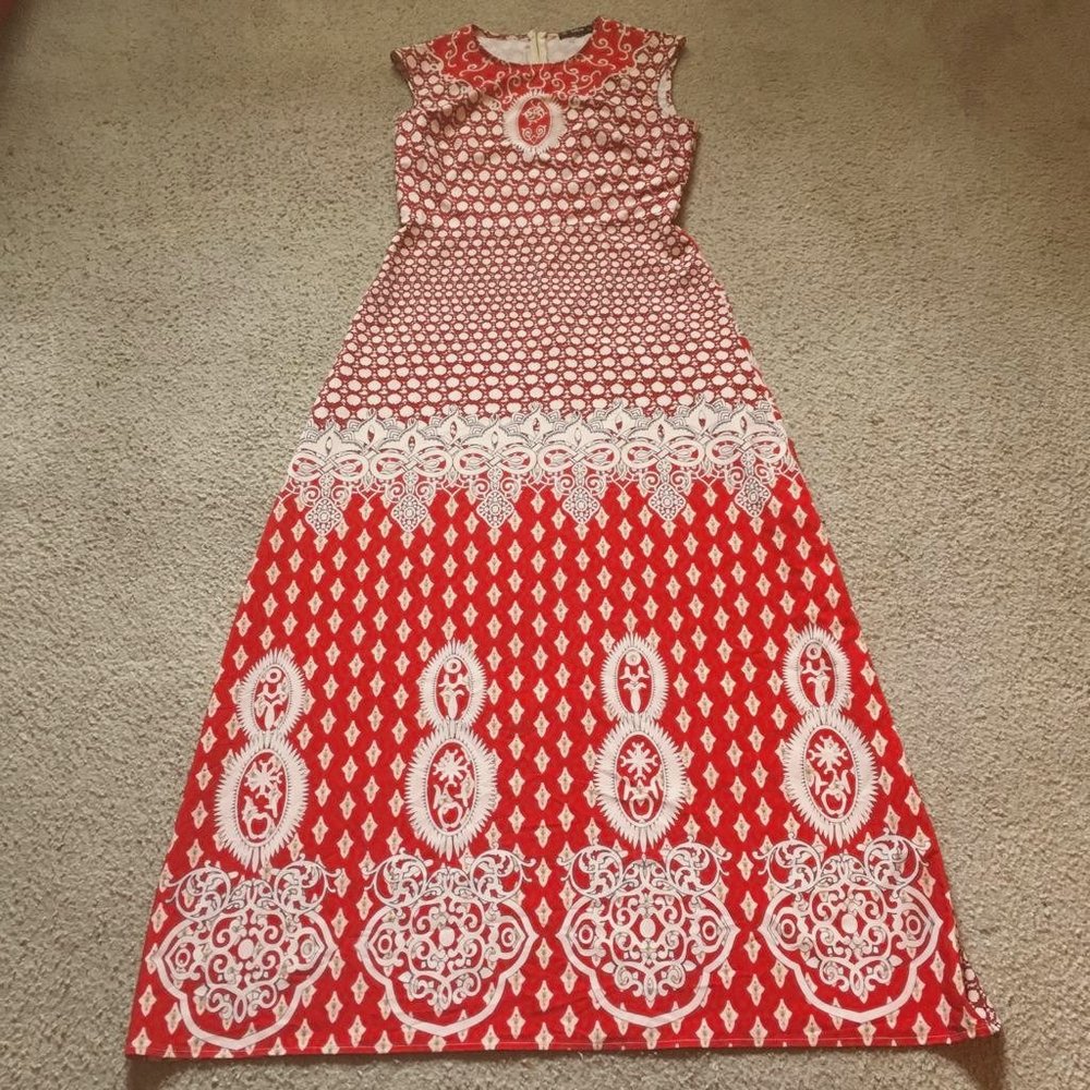 Boho Large Mutlicolored Sleveless  Maxi Dress